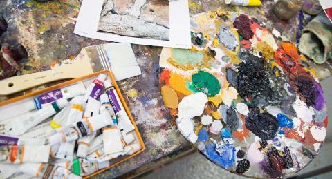artist's palette and paints